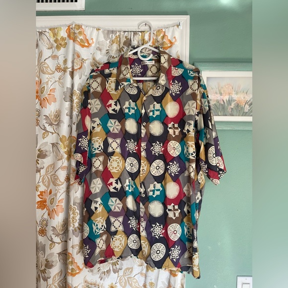 VTG 100% Silk Burma Bibas Mens Shirt L - Picture 1 of 6